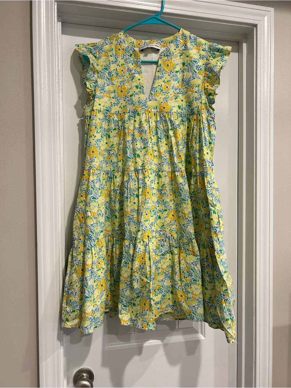 English Factory Yellow Floral Tiered Mini Dress